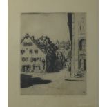 Dikreiter, Heiner (1893 Ludwigshafen - 1966 Würzburg), Radierung "Blick durch dieNeubaustraße auf