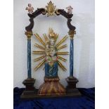 Madonna im Rundbogen, Skulptur um 1800, Holz geschnitzt, neue FassungMindestpreis: 340 EUR