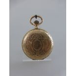 Taschenuhr um 1900, 3 Deckel Gold 585, Zifferblatt mit römischen Ziffern, d. 50mm, Werkläuft an,