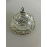 Jugendstil Marmeladenglas, Metall / Glas, Glas ergänzt, h. 10,5cmMindestpreis: 25 EUR