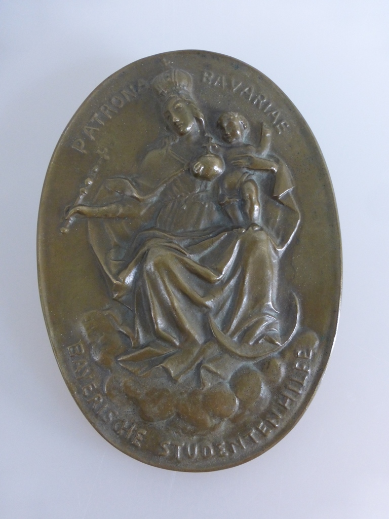 Wandmedaillon Bronze "Patrona Bavariae - Bayerische Studentenhilfe", einseitigreliefierter