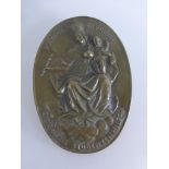 Wandmedaillon Bronze "Patrona Bavariae - Bayerische Studentenhilfe", einseitigreliefierter