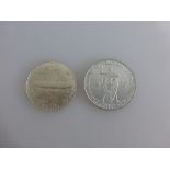 2 Silbermünzen Deutsches Reich, 3 Mark Zeppelin Weltflug 1929, 3 Mark Jahrtausendfeier derRheinlande