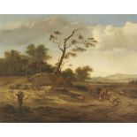 Niederlande     Hügelige Landschaft mit Kühen und Schafen. 18. Jahrhundert.Öl auf Leinwand. 30 x