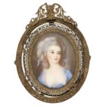 Miniatur     Porträt einer jungen Dame (Marie Antoinette?). 19. Jahrhundert.Miniaturmalerei. Am