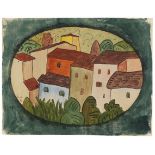 Hermann Hesse     1877 Calw - 1962 Montagnola (Schweiz)Dorfansicht. 1920.Aquarell. Links unten