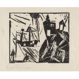 Lyonel Feininger     1871 New York - 1956 New YorkAn der Küste. 1920.Holzschnitt. Prasse W 202.