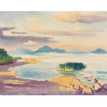 Hermann Max Pechstein     1881 Zwickau - 1955 BerlinChiemsee-Ufer. 1947.Aquarell. Links unten