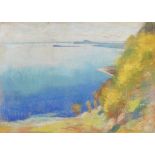 Lesser Ury     1861 Birnbaum - 1931 BerlinGardasee (Gardone). 1900.Farbige Pastell. Rechts unten