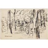 Max Liebermann     1847 Berlin - 1935 BerlinIm Garten. Wohl um 1910.Tuschfederzeichnung. Links unten