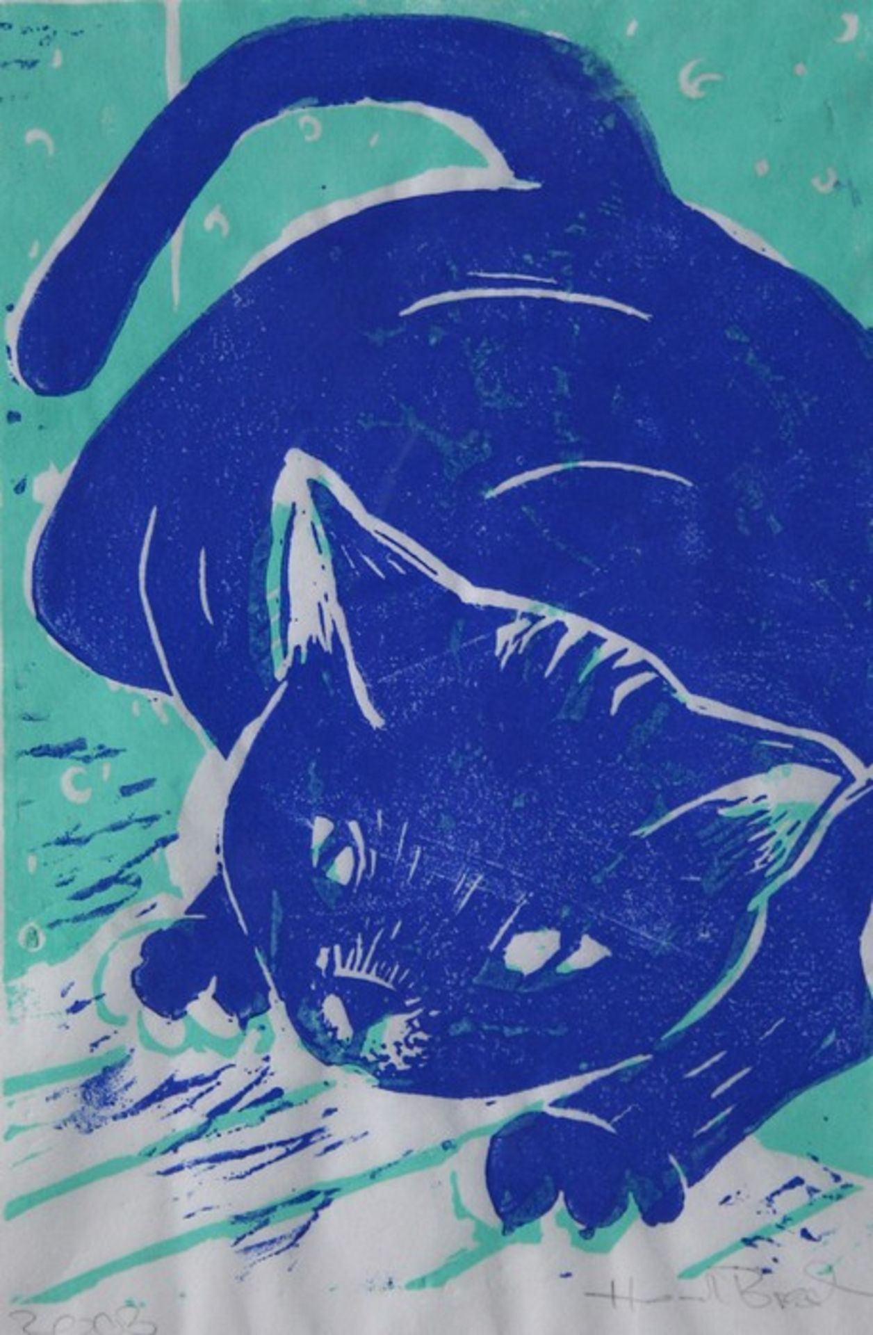 Siebdruck von Renate Haimerl-Brosch (Regensburger Künstlerin) "Katze", r.u. Bleistiftsignatur,