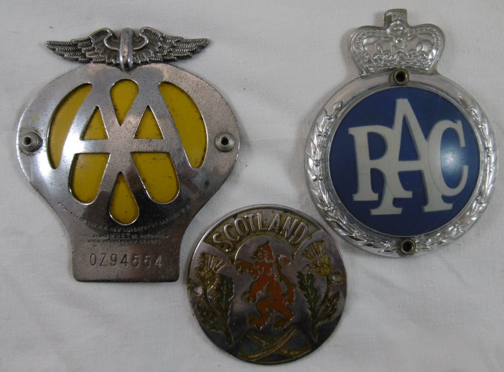 AA, RAC & Scotland car badges