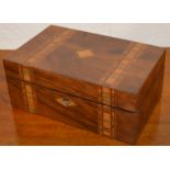 Tunbridge ware banded mahogany jewellery box