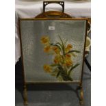 Brass painted mirrored fire screen