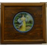 Oak framed deco ceramic Lady plaque