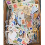 Box of World stamps on paper