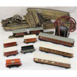 Hornby Dublo rolling stock, triple track & transformer