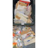 Plastic box of stamp covers & packets et c.