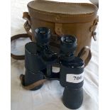 Pair Denhill Deraisme binoculars in leather case