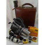 Paillard Bolex 16mm cine camera, case & accessories