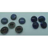 6 Ruskin pottery buttons & 4 others