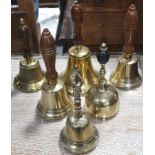 6 Various brass hand bells