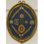 Ecclesiastical oval embroidered sampler 22'x27'