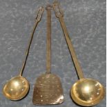 3 Brass kitchen utensils