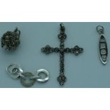 Marcasite set Crucifix & 3 pendants