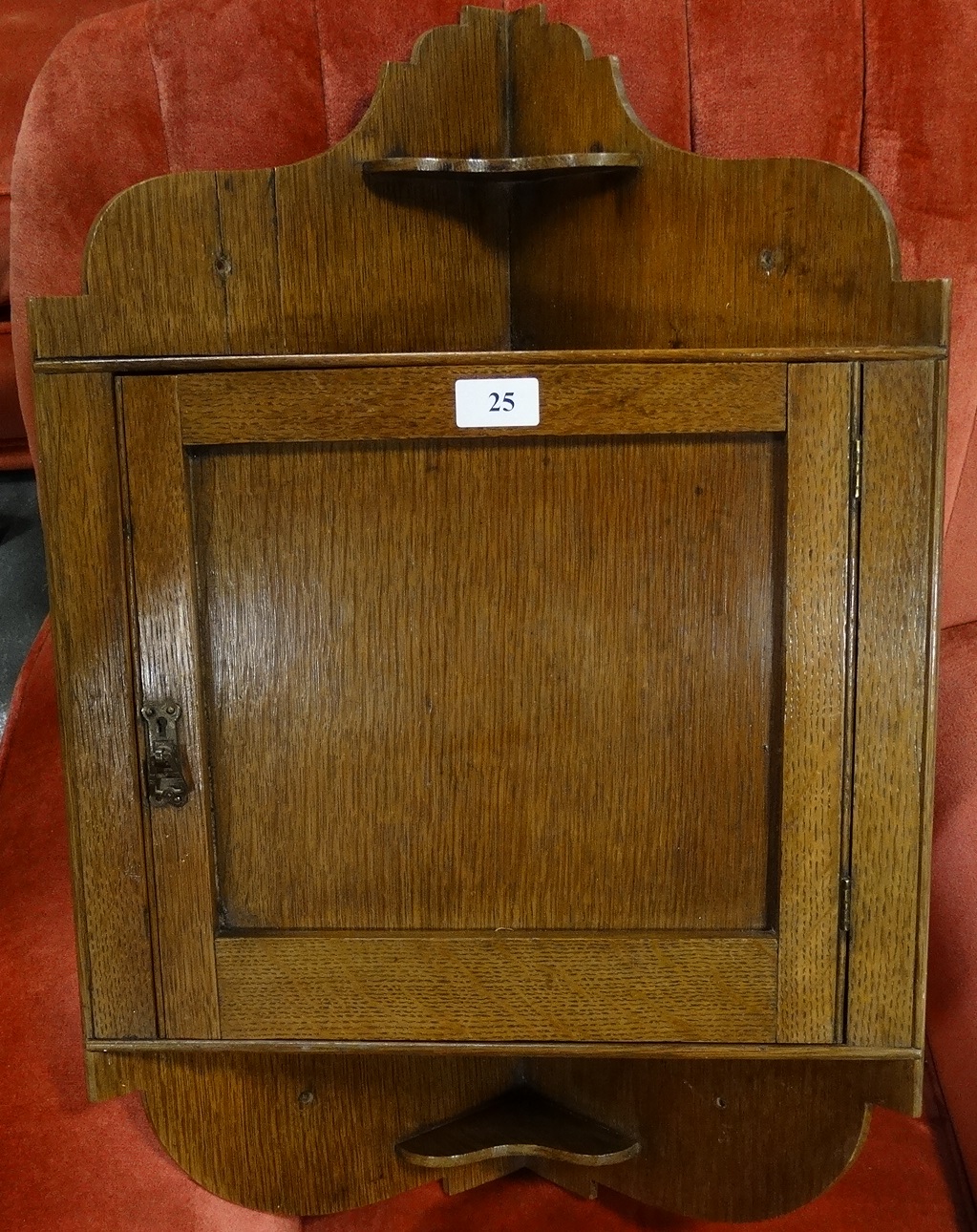 Oak hanging corner cabinet