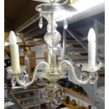 Cut glass 3 branch chandelier light fitting