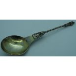 Early Dutch silver Anointing spoon with elaborate stem - Apostle finial