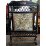 Trellis firescreen with tapestry panel