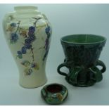 2 Brannam vases & small dish