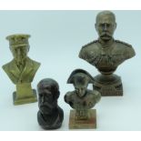 4 Small metal busts