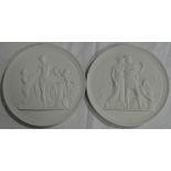 Pair Copenhagen Classical Parian Ware plaques 5.5 diam.