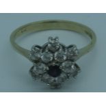9ct Gold floral stone set ring
