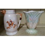 Hunting jug & Beswick vase