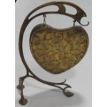 Burmese brass Deco heart shaped dinner gong