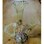 Plated & glass 4 trumpet Epergne