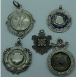 5 Silver shield pendants