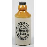 Stoneware Ginger Beer Bottle Advertising, LANE’S LTD DUNEDIN, Pearson pm, Very Good