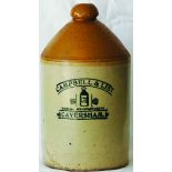 1 Gallon Stoneware Jar, CAMPBELL & LIST CAVERSHAM, bottle tm, Milton Pottery (marked), Very Good