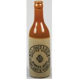 Stoneware Ginger Beer Bottle Advertising, C L INNES AUCKLAND & HAMILTON Bourne maker, Very Good