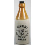 Stoneware Ginger Beer Bottle Advertising Champagne shape, DIXON’S PALMERSTON NORTH, large Anchor tm,