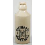 Stoneware Ginger Beer Bottle Advertising, MENZIES & CO GINGER BEER, no maker,