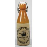 Stoneware Ginger Beer Bottle Advertising, THE PHOENX AERATED WATER CO WELLINGTON & PETONE,