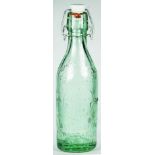 Lightning Stopper Soft Drink bottle, Aqua, advertising THOMSON LEWIS WELINGTON WANGANUI PETONE,