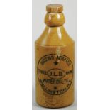 Stoneware Ginger Beer Bottle Advertising, BACONS AERTATED WATER WELLINGTON, Pinnacle, rim nibbles,