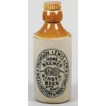 Stoneware Ginger Beer Bottle Advertising, THOMSON LEWIS WELLINGTON &WANGANUI, Port Dundas maker,